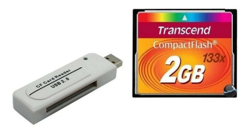 Cartão Memória Compact Flash 2gb Transcend + Leitor