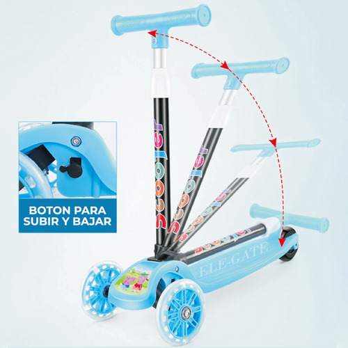 Patín Diablo Scooter Montable 3 Ruedas Luces Led Patineta Color Azul