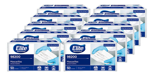Imagen 2 de 6 de 10 Paquetes Mascarillas Desechable 50u Elite Professional