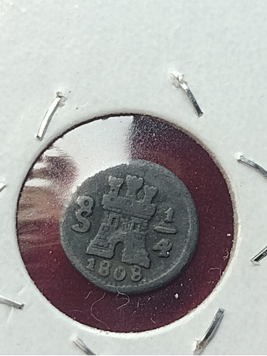 Antique, Escasa Moneda Chilena, 1/4 De Real Plata Año 1808