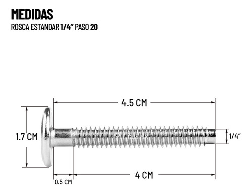 Tornillo Conector Union Niquelado Muebles 4.5cm X 1/4 FICUS.MX 001-75045 Pack 100 unidades
