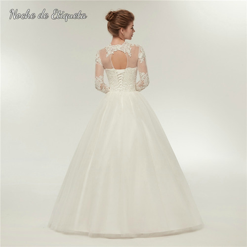 Imagen 2 de 4 de Vestido De Novia Nuevo Corte Princesa Encaje Manga Larga