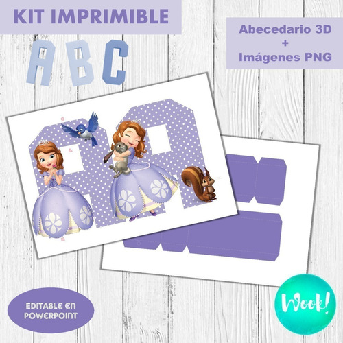 Kit Imprimible Letras 3d Editables Princesita Sofía