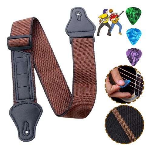 Strap Guitarra Bajo Ajustable Con Porta Plumillas Correa