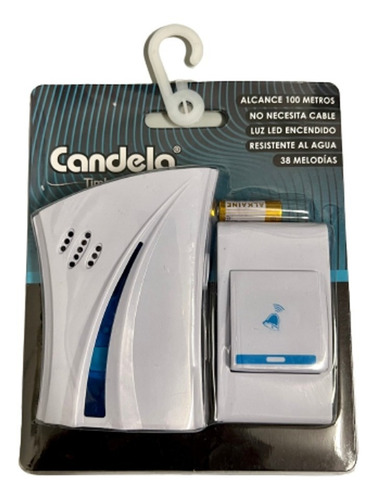 Timbre Inalámbrico Candela 80-100mts 38 Melodias 7278 Color Blanco