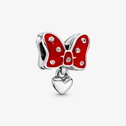 Dije Charm Pandora Moño Rojo Minnie Mouse Disney Plata