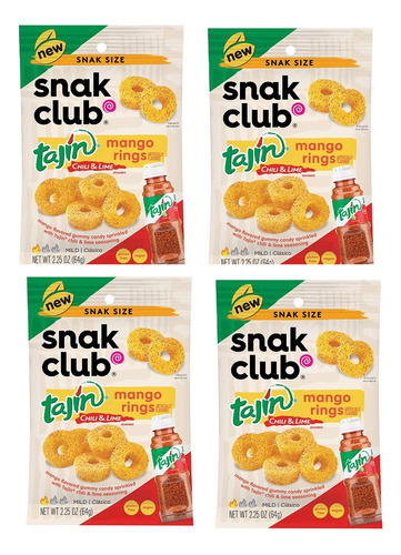 4 Pack Snak Club Mango Rings With Tajín Importado
