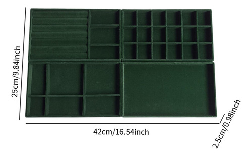 Bandejas De Joyería De 4 Piezas Velvet Verde Para