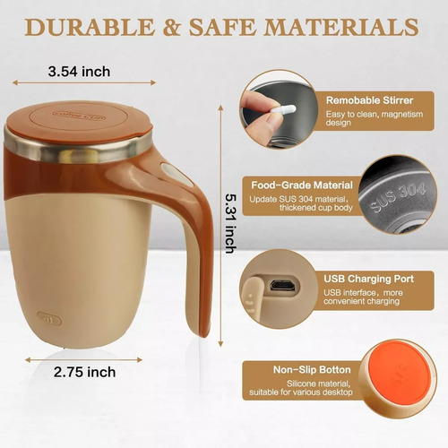 Taza Mug Vaso De Agitación Automática Para Café Leche 380ml
