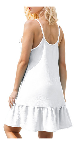 Mujer Casual, Verano, Color Sólido, Cuello En V, Volantes,