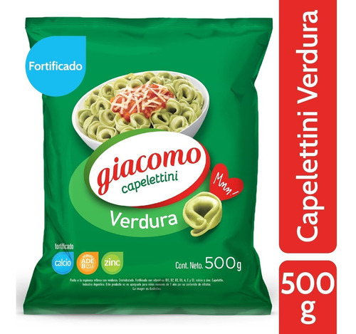 Fideos Giacomo Capelettini Verdura 500 Grs