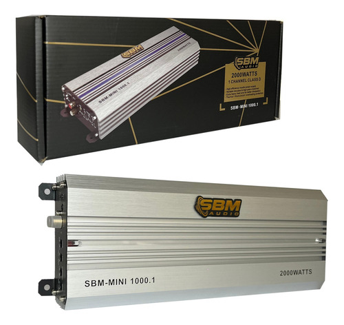 Amplificador Sbm Audio Sbm-mini1000.1 1000w @ 1ohm 600w 2ohm Color Plateado