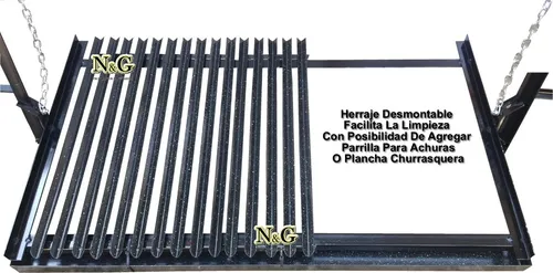 Imagen 3 de 6 de Herraje Para Parrilla Enlozado 1.14 X 0.60 Reforzado Grasera