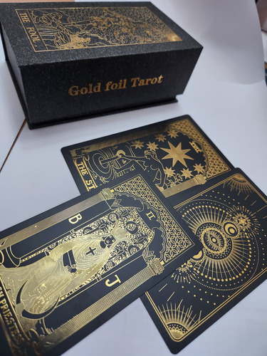 Cartas Mazo Tarot Foil Black Negro Dorado Resistentes