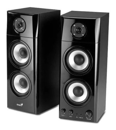 Parlantes Genius Madera Modelo Nuevo + 50w Rms 3 Vias Ideal Tv Smart Ultimo Modelo