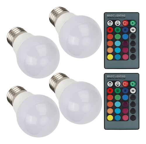 Bombilla Rgb, 4 Bombillas Led E27, Decoración Colorida, 2