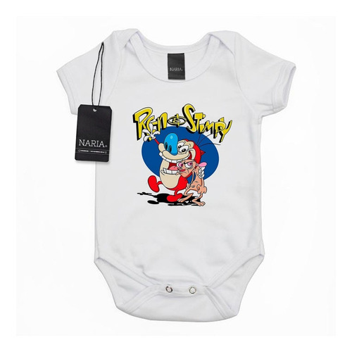 Body Bebe Manga Corta Ren & Stimpy Diseño Art Logo - Psrs4