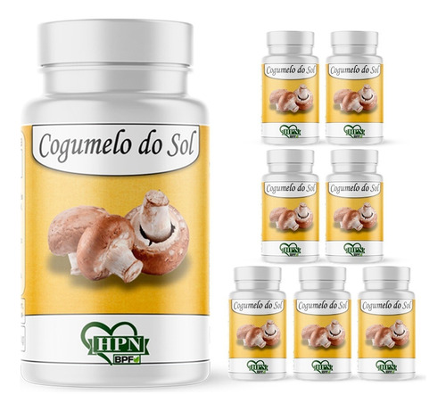 Cogumelo Do Sol Kit Com 8 Potes De 500mg 100% Natural Em Cps Sabor Sem Sabor