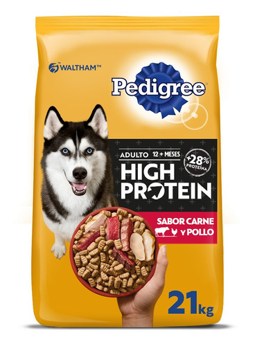 Pedigree High Protein Alimento Seco Para Perros Adultos Sabor Carne Y Pollo 21kg