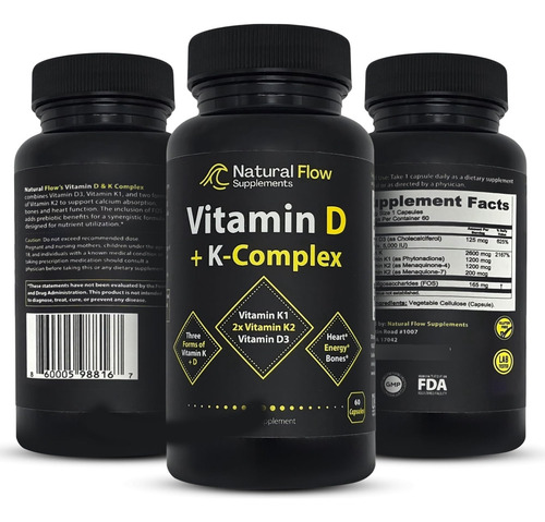 Vitamina D3 Con Suplemento K2 Y K1 - Complejo De Vitamina D3