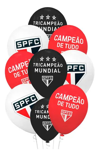 Bexigas Balões Tema Nº 8 São Paulo Tricolor Spfc - 20 Unid