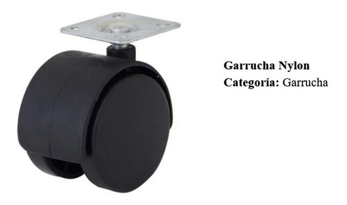 Garrucha Plataforma Nylon 50mm  -c/freno, Color Negro