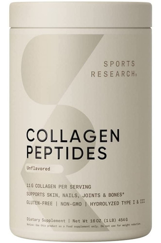 Sports Research Colageno Peptidos Hidrolizado Sin Sabor 16oz