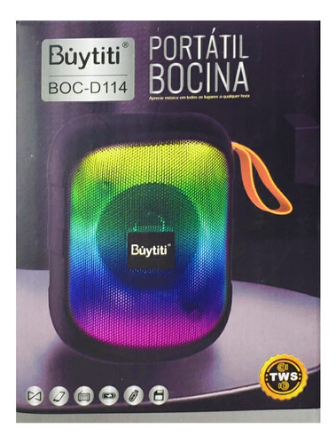 Bocina Buytiti Portátil Con Agarradera Y Luz Boc-d114 