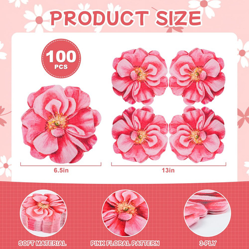 100 Servilletas De Papel De Flores Servilletas Florales Dese