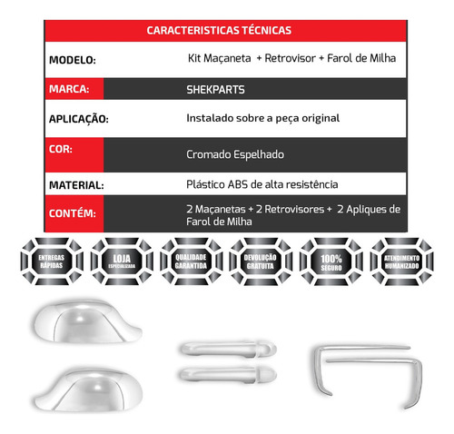 Strada 19 Cromado Apliques Retrovisor Maçaneta Farol Milha