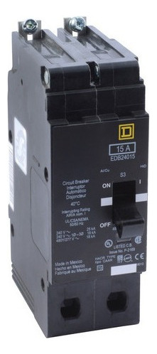 Interruptor Atornillable Marco E-2p 15 A 480 Vca 18/25ka - E