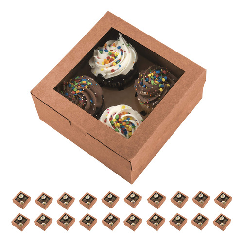 Essos Cajas Para Cupcakes Para 4 Cajas De Papel Kraft Con Ve