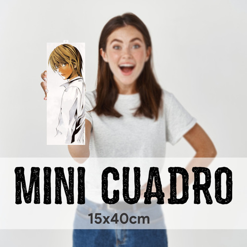 Imagen 1 de 8 de Mini Cuadro 15x40 Cm Death Note Kira Fondo Blanco Animeras