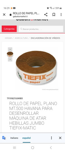 Rollo De Papel Plano Mt500 Havana Para Desenrollar Maquina