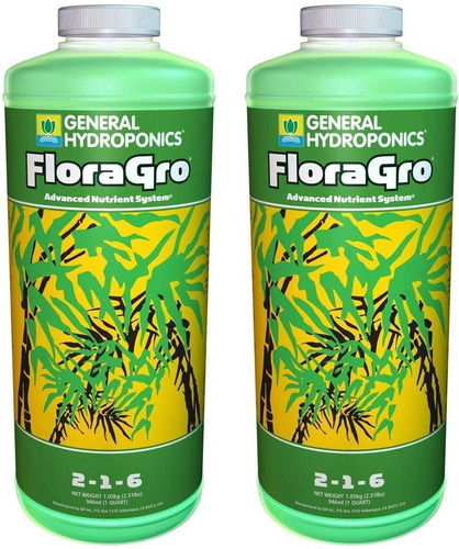 General Hydroponics Floragro 1 Cuarto De Galon  2 Unidades 