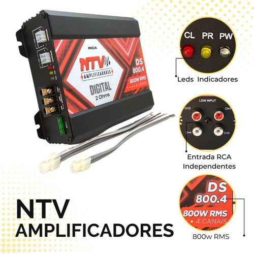 Módulo Som Ntv Ds800.4 Digital 800w Rms 4 Canais 2 Ohms