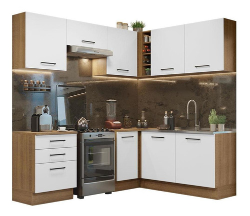 Cozinha Completa Cant Madesa Agata 399002 C Arm Bal S Tam Rb Cor Rustic/Branco