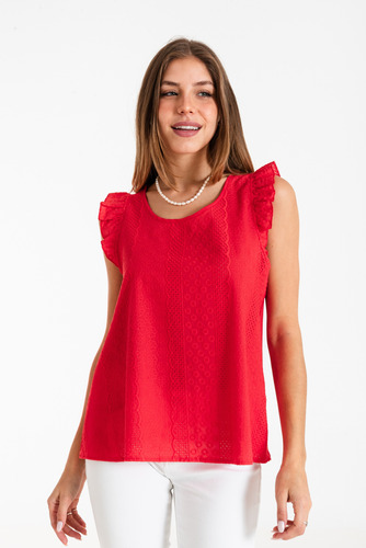 Blusa Musculosa Broderie Rochi