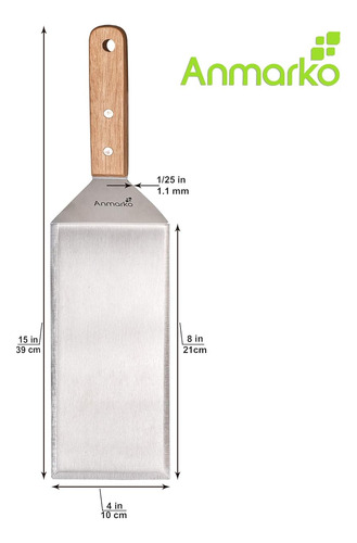 Espatula Acero Inoxidable Con Mango De Madera Ergonomico