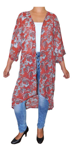 Kimono Largo Cardigan Seda Moda Mujer Juvenil Casual Ancho