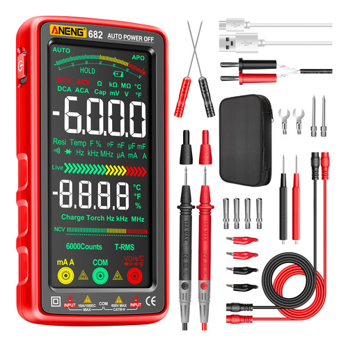 Multímetro Aneng Lcd Trms Auto-rango 6000 Cuentas Recargable