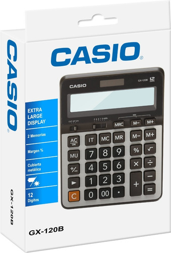 Imagen 3 de 6 de Calculadora Casio De Escritorio Gx-120, Big, 12 Dig, Solar