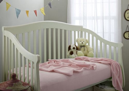 Sábana Bajera Ajustable Rosa Bebé 100% Algodón Para Cuna