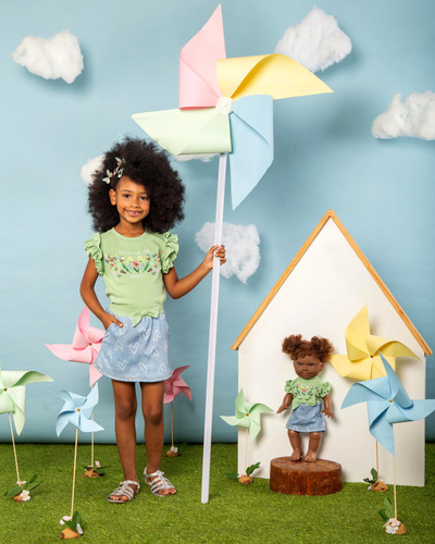 Conjunto Pistache Shorts Saia +roupa Boneca Marthiê Ma0220