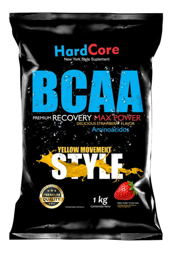 Bcaa 8:1:1 Aminoacidos Hardcore En Polvo Premium 1 Kg Fruti Sabor Frutilla