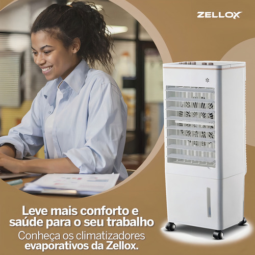 Climatizador De Ar Portátil Zellox Zlx-08 65w 08 Litros Cor Branco