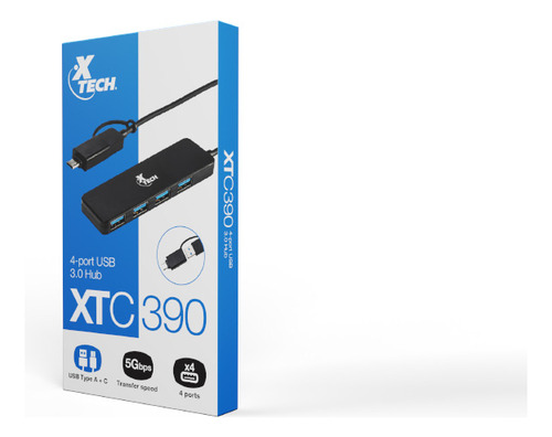 Hub Usb Con Adaptador Usb Type C Y Usb A Con 4 Puertos Usb