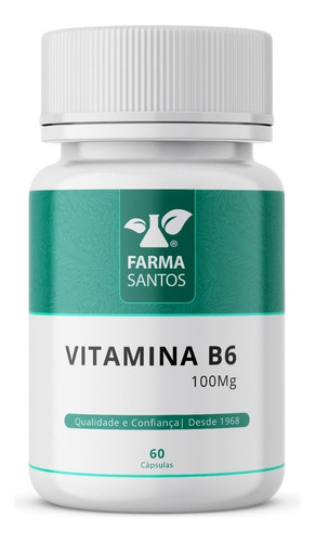 Vitamina B6 (piridoxina) 100mg 60 Cápsulas Sabor Sem Sabor