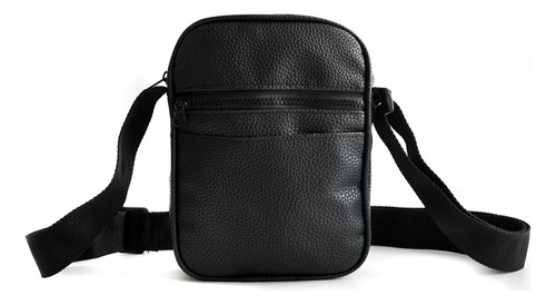 Cartera Bandolera Morral Amplio Cuero Ecológico Negro 