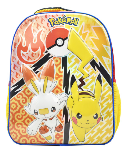 Mochila Pokemon 2 Personajes 3d Amarillo Rojo Primaria 167711 Ruz